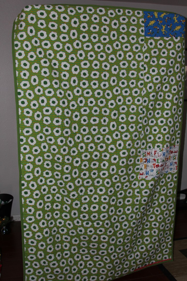 The back of the Green Eggs & Ham quilt